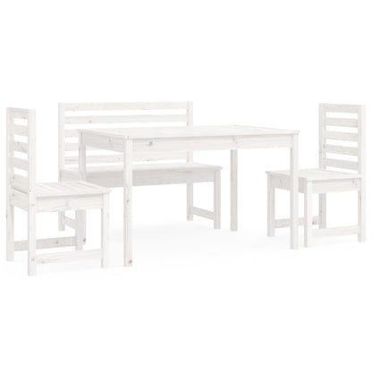 Berkfield 4 Piece Garden Dining Set White Solid Wood Pine