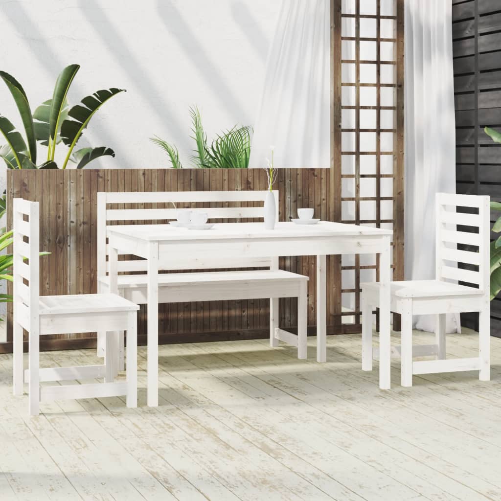 Berkfield 4 Piece Garden Dining Set White Solid Wood Pine