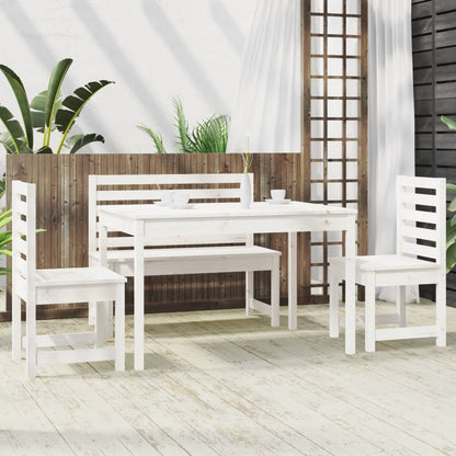 Berkfield 4 Piece Garden Dining Set White Solid Wood Pine
