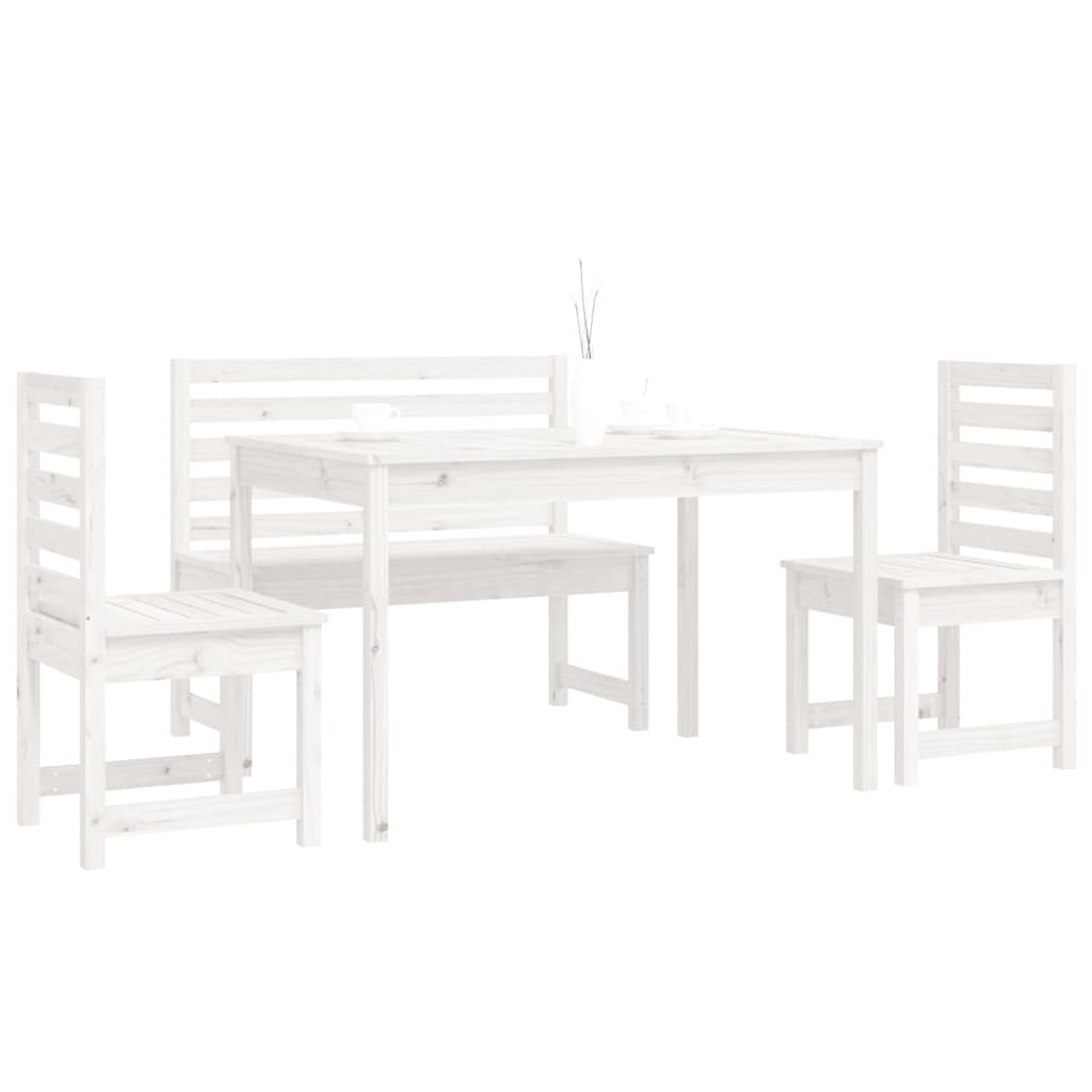 Berkfield 4 Piece Garden Dining Set White Solid Wood Pine