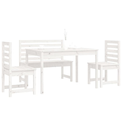Berkfield 4 Piece Garden Dining Set White Solid Wood Pine