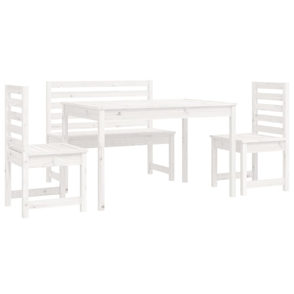 Berkfield 4 Piece Garden Dining Set White Solid Wood Pine