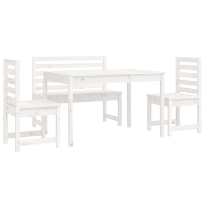 Berkfield 4 Piece Garden Dining Set White Solid Wood Pine