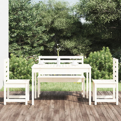 Berkfield 4 Piece Garden Dining Set White Solid Wood Pine