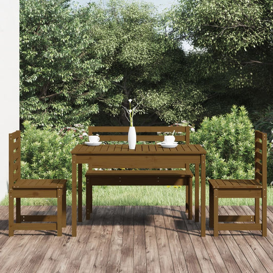 Berkfield 4 Piece Garden Dining Set Honey Brown Solid Wood Pine