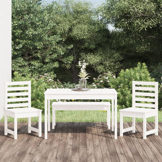 Berkfield 4 Piece Garden Dining Set White Solid Wood Pine