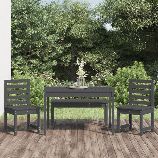 Berkfield 4 Piece Garden Dining Set Grey Solid Wood Pine
