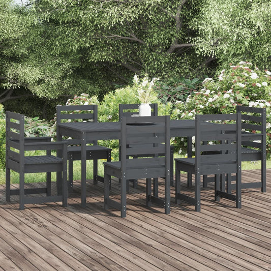 Berkfield 7 Piece Garden Dining Set Grey Solid Wood Pine