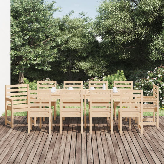 Berkfield 11 Piece Garden Dining Set Solid Wood Pine