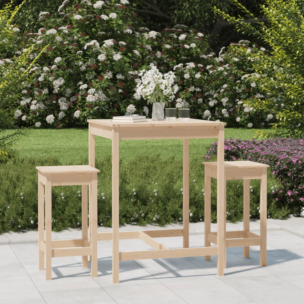 Berkfield 3 Piece Garden Bar Set Solid Wood Pine