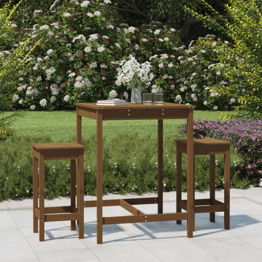 Berkfield 3 Piece Garden Bar Set Honey Brown Solid Wood Pine