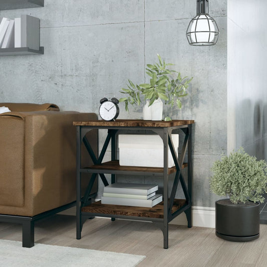Berkfield Side Table Smoked Oak 40x42x50 cm Engineered Wood