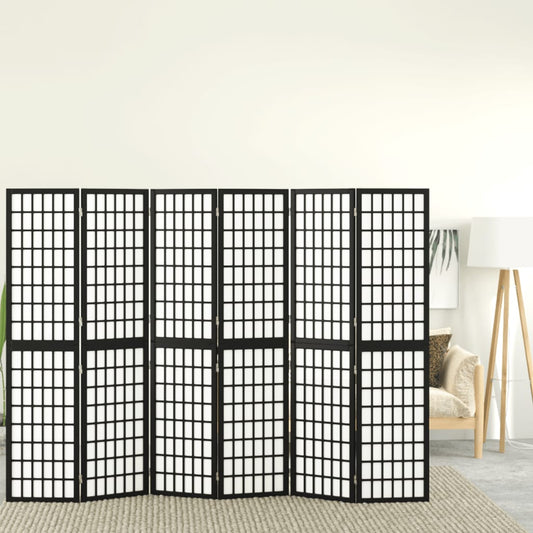 Berkfield Folding 6-Panel Room Divider Japanese Style 240x170 cm Black