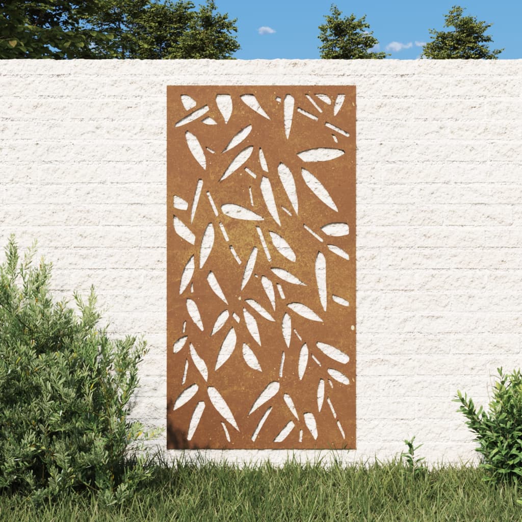 Berkfield Garden Wall Decoration 105x55 cm Corten Steel Bamboo Leaf Design