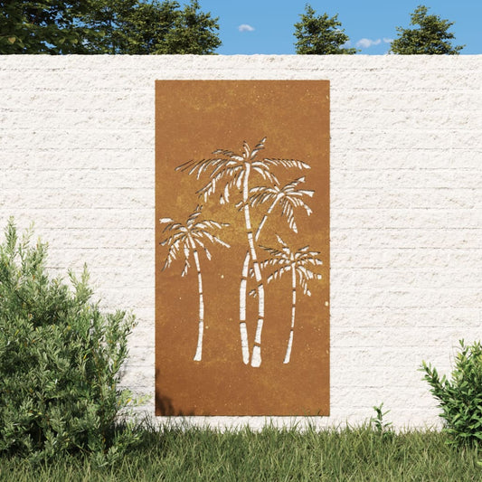 Berkfield Garden Wall Decoration 105x55 cm Corten Steel Palm Tree Design