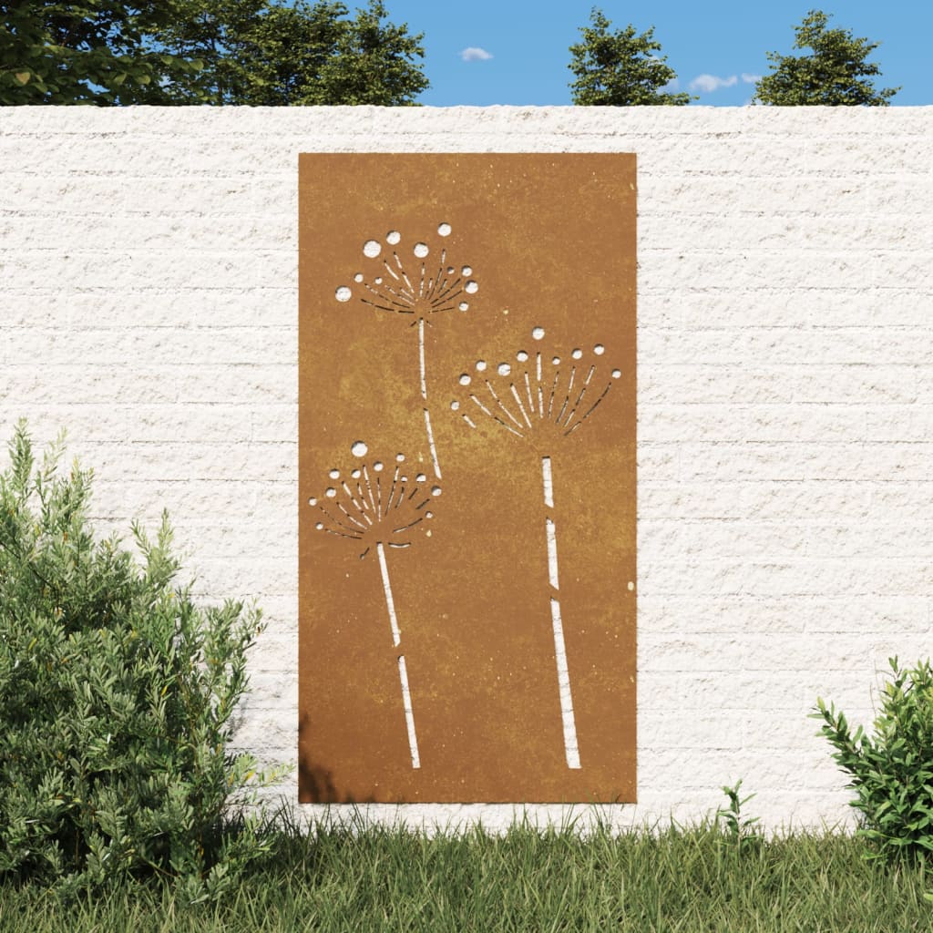 Berkfield Garden Wall Decoration 105x55 cm Corten Steel Flower Design