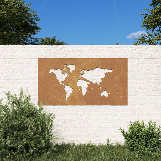 Berkfield Garden Wall Decoration 105x55 cm Corten Steel World Map Design