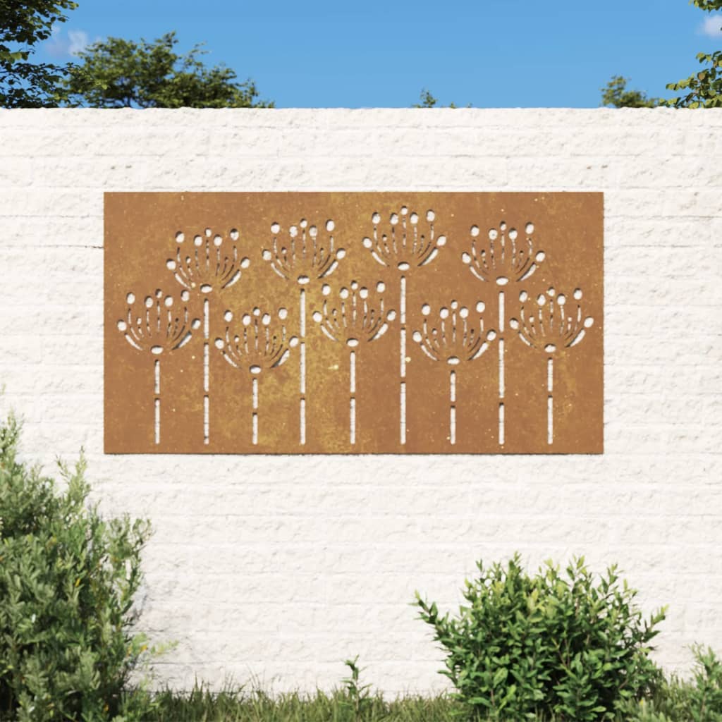 Berkfield Garden Wall Decoration 105x55 cm Corten Steel Flower Design