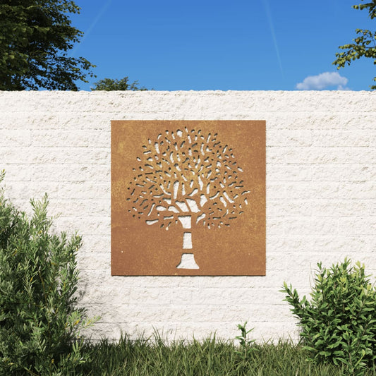 Berkfield Garden Wall Decoration 55x55 cm Corten Steel Tree Design