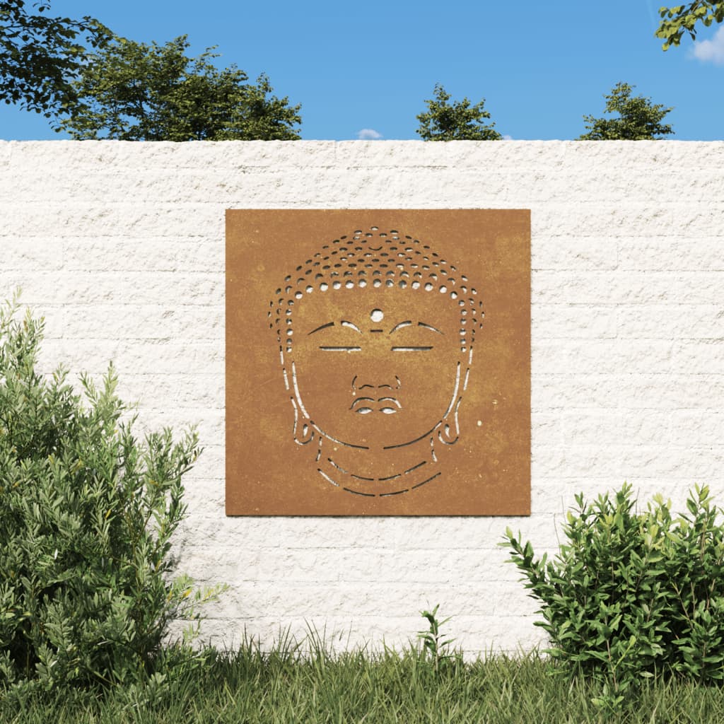 Berkfield Garden Wall Decoration 55x55 cm Corten Steel Buddha Head Design
