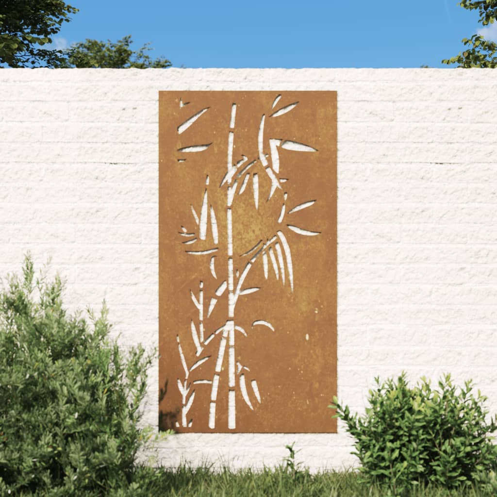 Berkfield Garden Wall Decoration 105x55 cm Corten Steel Bamboo Design