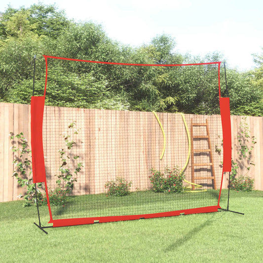 Berkfield Portable Baseball Net Red&Black 369x107x271 cm Steel&Polyester