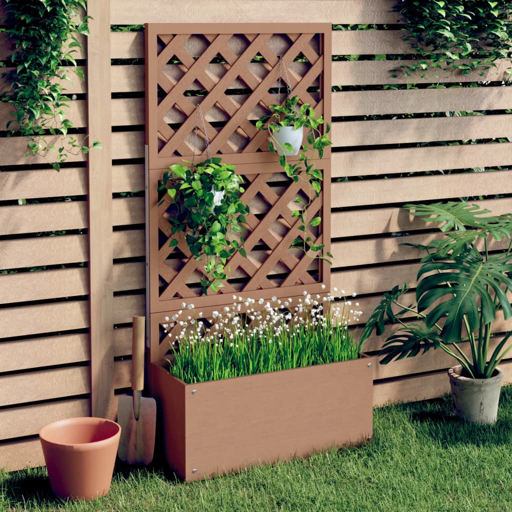 Berkfield Trellis Planter Brown 65x33x135 cm WPC