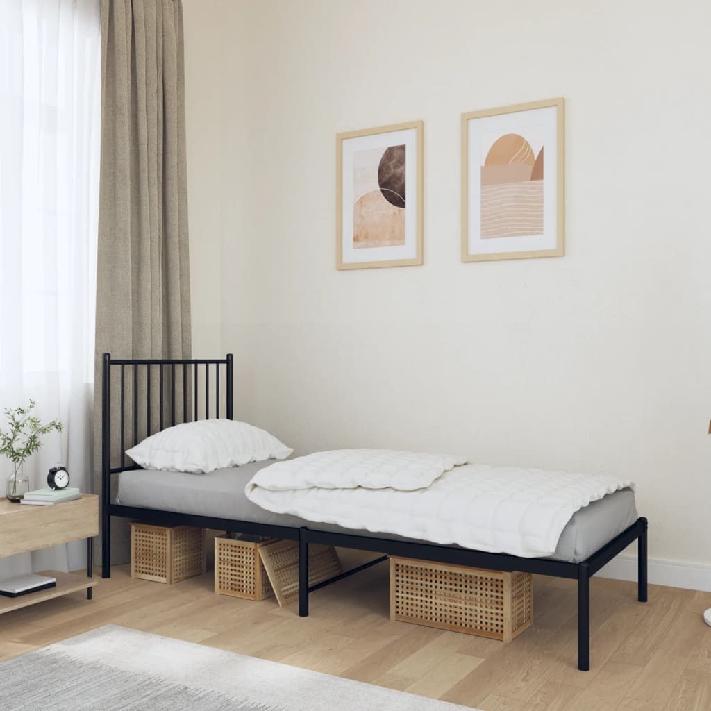 Berkfield Metal Bed Frame with Headboard Black 80x200 cm