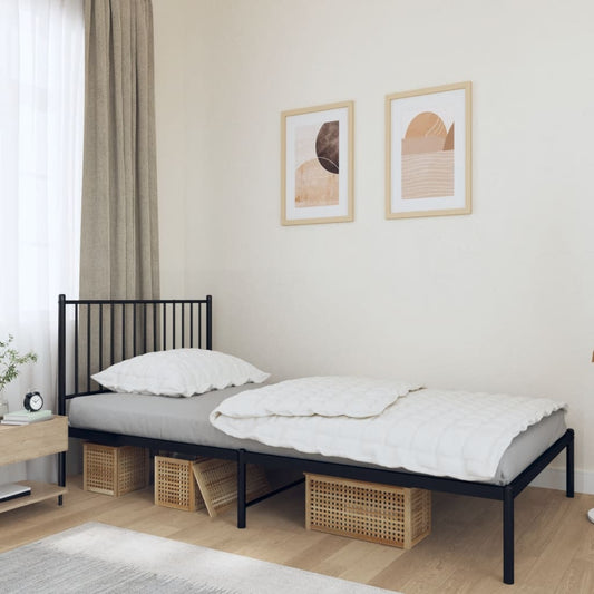 Berkfield Metal Bed Frame with Headboard Black 100x200 cm
