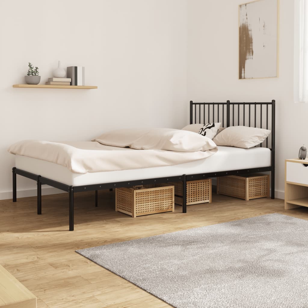 Berkfield Metal Bed Frame with Headboard Black 120x200 cm