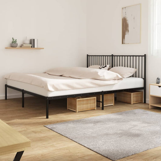Berkfield Metal Bed Frame with Headboard Black 183x213 cm