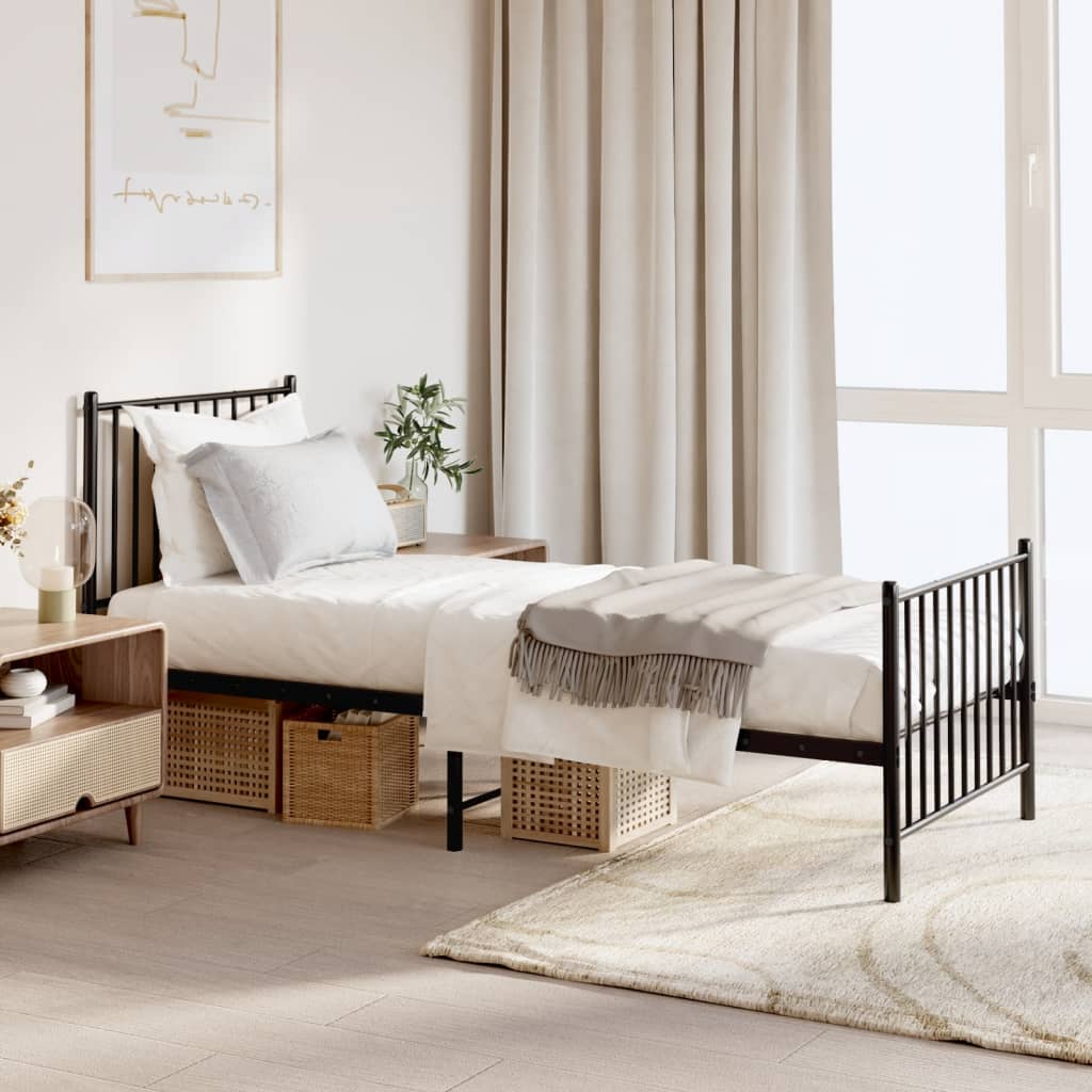 Berkfield Metal Bed Frame with Headboard and Footboard Black 80x200 cm