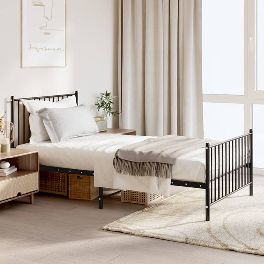 Berkfield Metal Bed Frame with Headboard and Footboard Black 100x190 cm