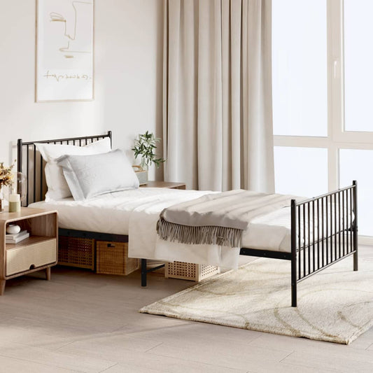 Berkfield Metal Bed Frame with Headboard and Footboard Black 107x203 cm