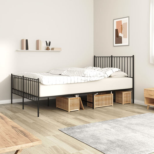 Berkfield Metal Bed Frame with Headboard and Footboard Black 120x190 cm
