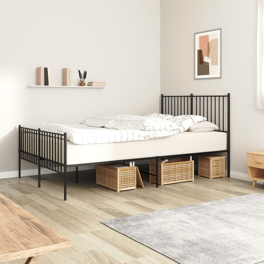 Berkfield Metal Bed Frame with Headboard and Footboard Black 135x190 cm