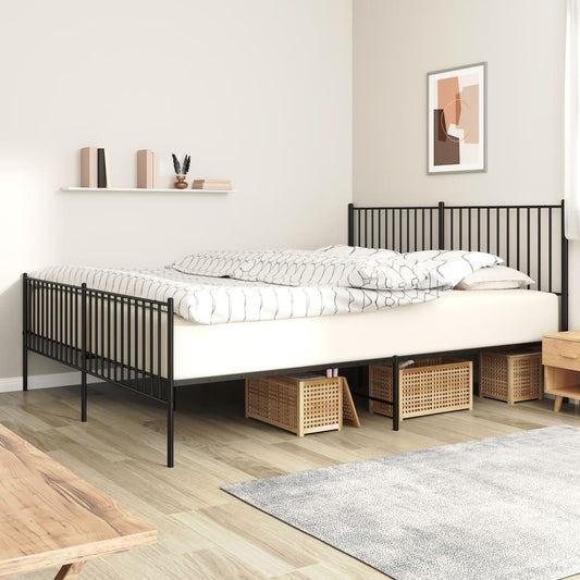 Berkfield Metal Bed Frame with Headboard and Footboard Black 180x200 cm