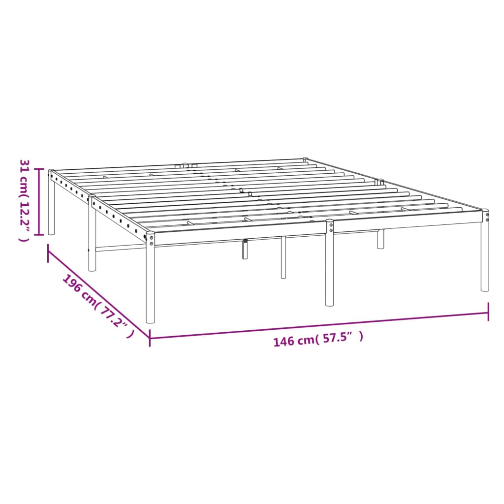 Berkfield Metal Bed Frame White 140x190 cm