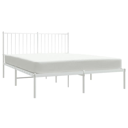Berkfield Metal Bed Frame with Headboard White 135x190 cm 4FT6 Double