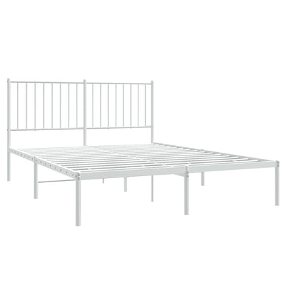Berkfield Metal Bed Frame with Headboard White 135x190 cm 4FT6 Double