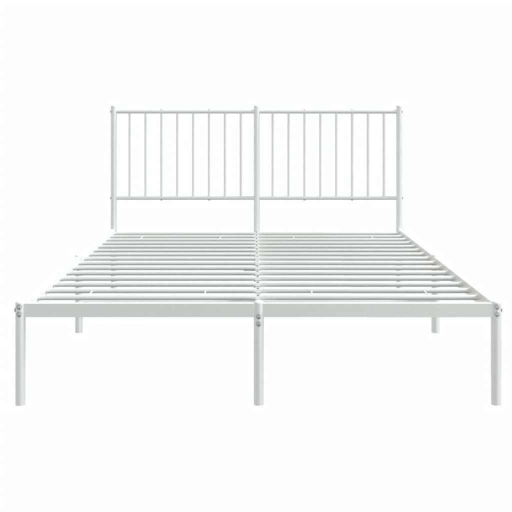 Berkfield Metal Bed Frame with Headboard White 135x190 cm 4FT6 Double
