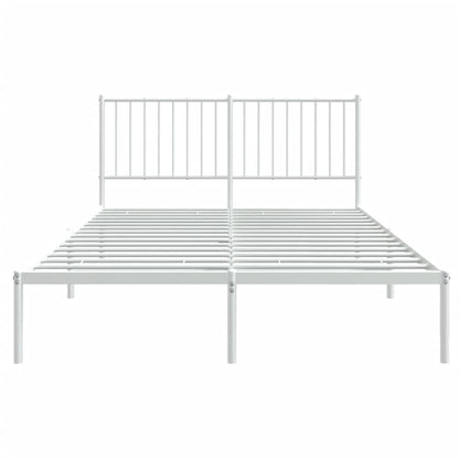 Berkfield Metal Bed Frame with Headboard White 135x190 cm 4FT6 Double