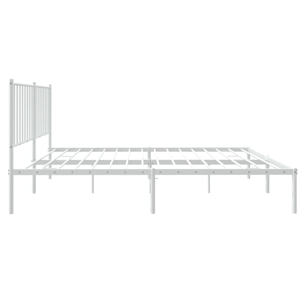 Berkfield Metal Bed Frame with Headboard White 135x190 cm 4FT6 Double