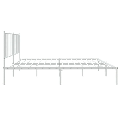 Berkfield Metal Bed Frame with Headboard White 135x190 cm 4FT6 Double