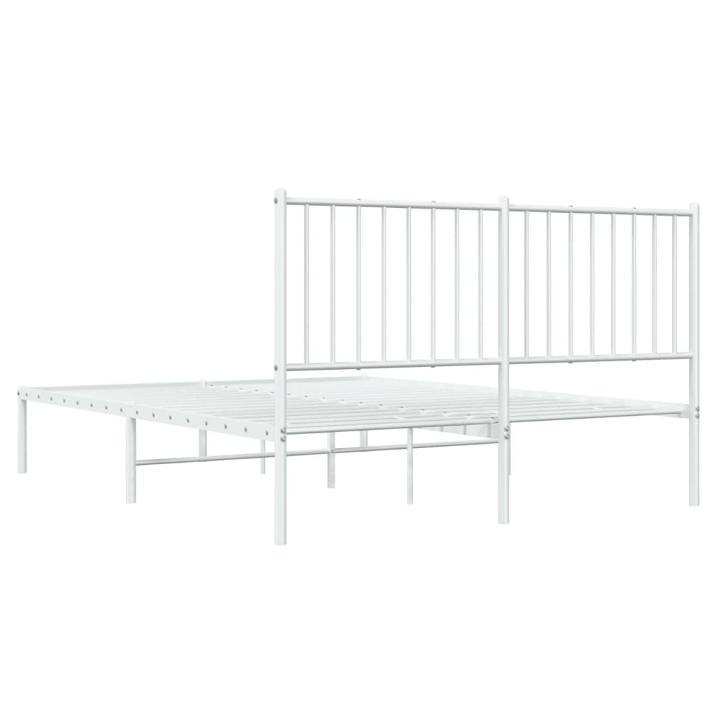 Berkfield Metal Bed Frame with Headboard White 135x190 cm 4FT6 Double