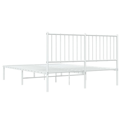 Berkfield Metal Bed Frame with Headboard White 135x190 cm 4FT6 Double