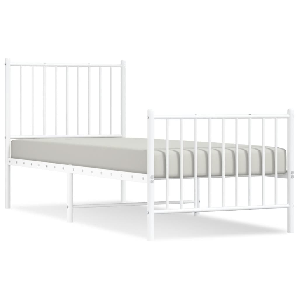 Berkfield Metal Bed Frame with Headboard and Footboard White 75x190 cm 2FT6 Small Single