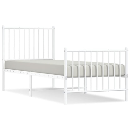 Berkfield Metal Bed Frame with Headboard and Footboard White 75x190 cm 2FT6 Small Single