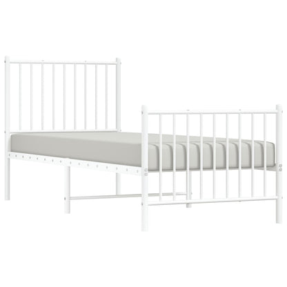 Berkfield Metal Bed Frame with Headboard and Footboard White 75x190 cm 2FT6 Small Single
