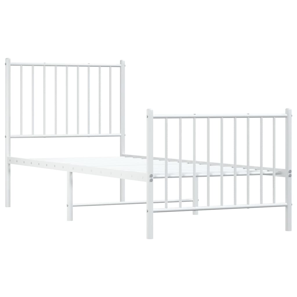 Berkfield Metal Bed Frame with Headboard and Footboard White 75x190 cm 2FT6 Small Single